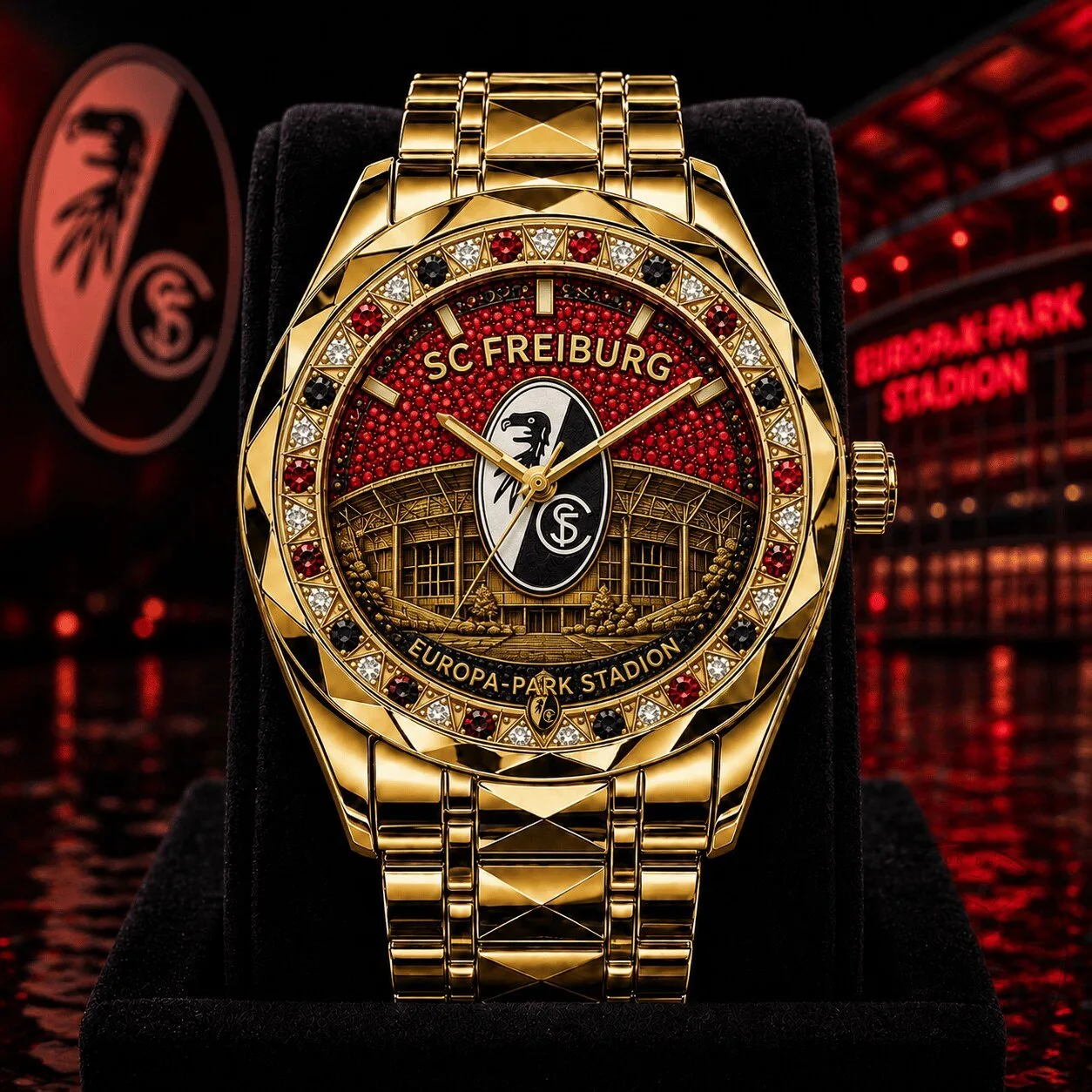 SC Freiburg Bundesliga Europa-Park Stadion Gold Tone Men's Watch