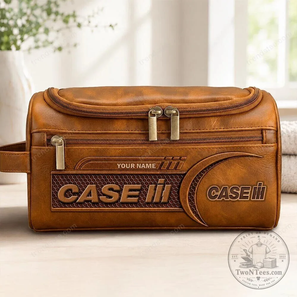 Case IH Personalized Leather Toiletry Bag for Men