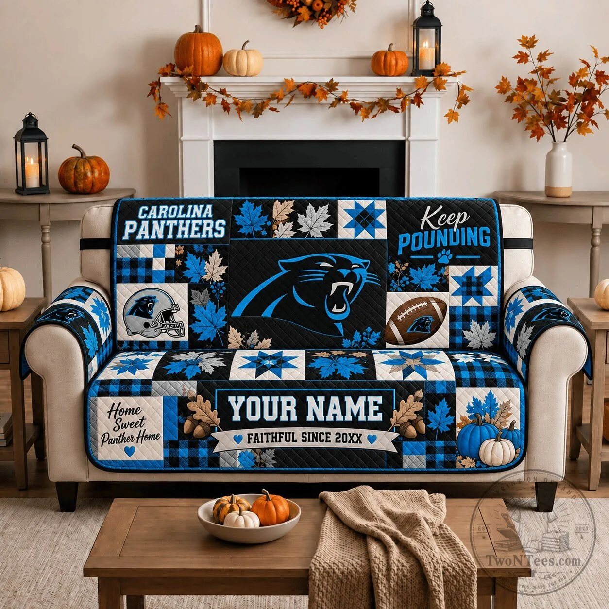 Carolina Panthers Personalized Sofa Cover