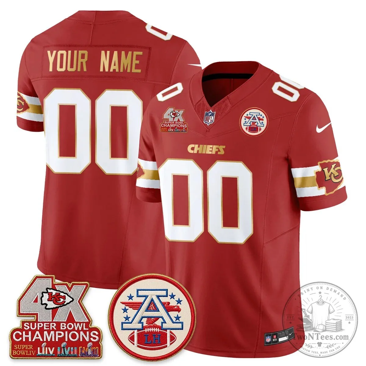 Gold Edition Vapor Football Jersey for Kansas City Chiefs Super Bowl Champions