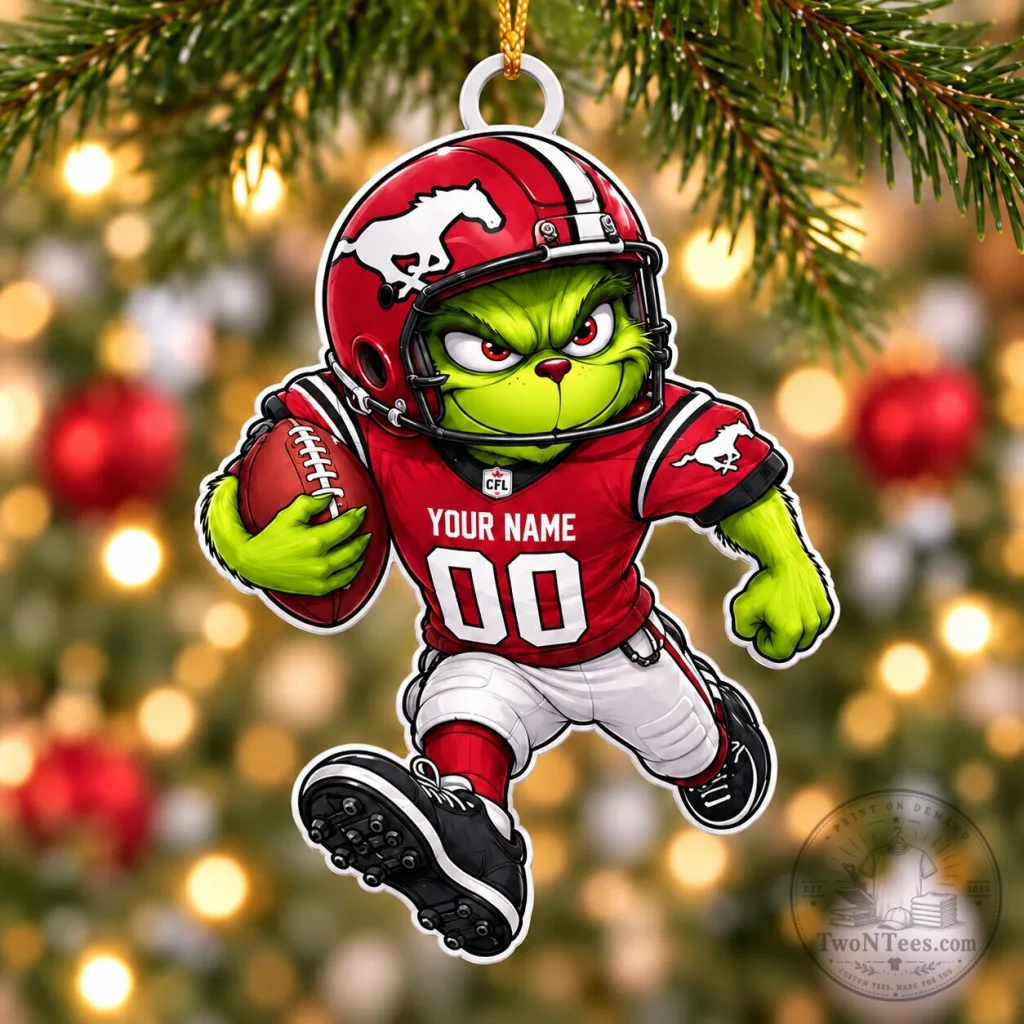 Calgary Stampeders Grinch Football Player Christmas Tree Ornament Calgary Stampeders Grinch Football Player Christmas Tree Ornament