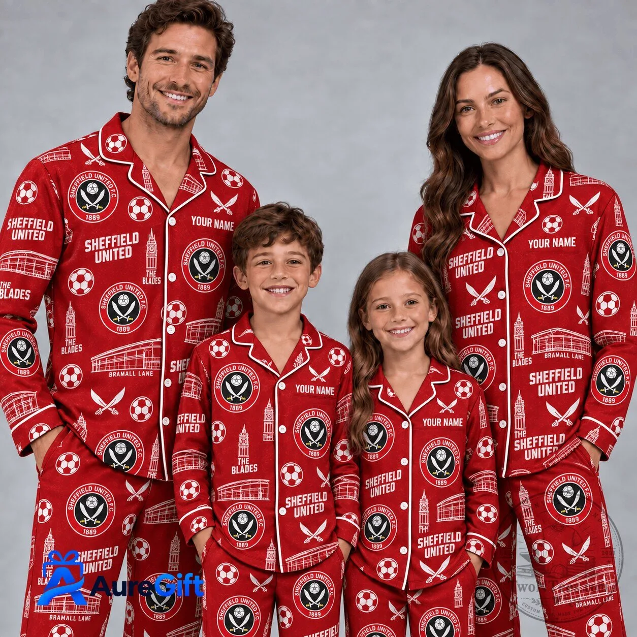 Sheffield United Football Club Personalized Family Matching Christmas Pajamas 1 Sheffield United Football Club Personalized Family Matching Christmas Pajamas