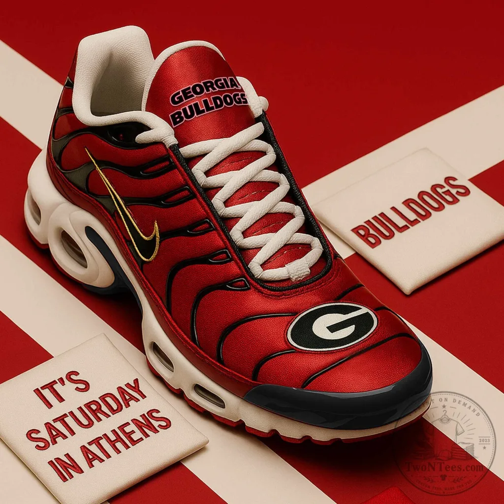 Georgia Bulldogs NCAA Football Team Red and Black Athletic Sneakers Georgia Bulldogs NCAA Football Team Red and Black Athletic Sneakers