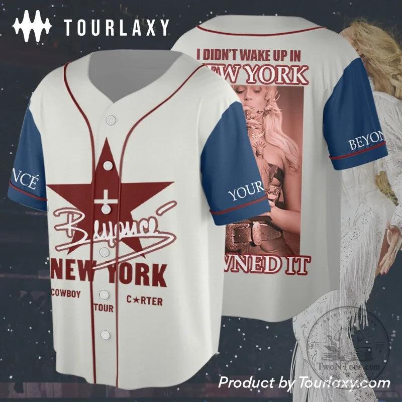 Beyoncé Cowboy Carter Album Baseball Jersey with New York Tour Design