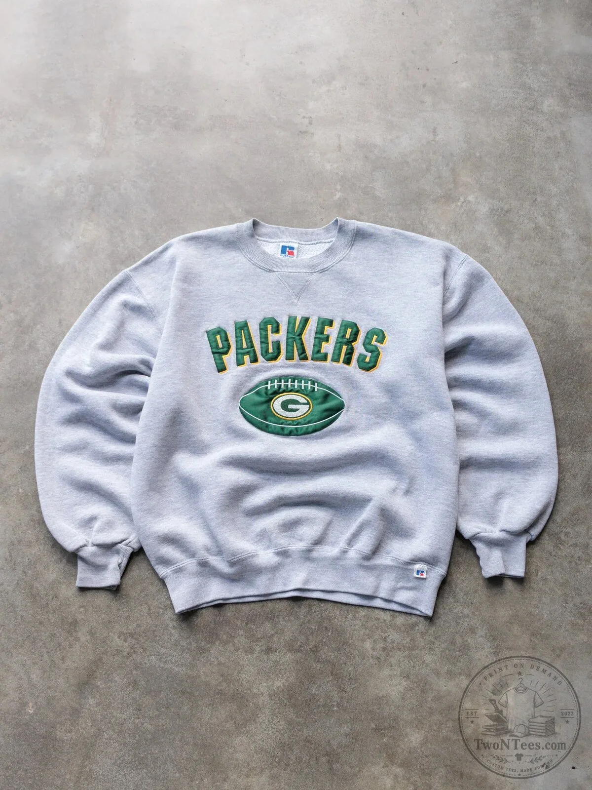 Green Bay Packers American Football Team Logo Gray Crewneck Sweatshirt 3 Green Bay Packers American Football Team Logo Gray Crewneck Sweatshirt
