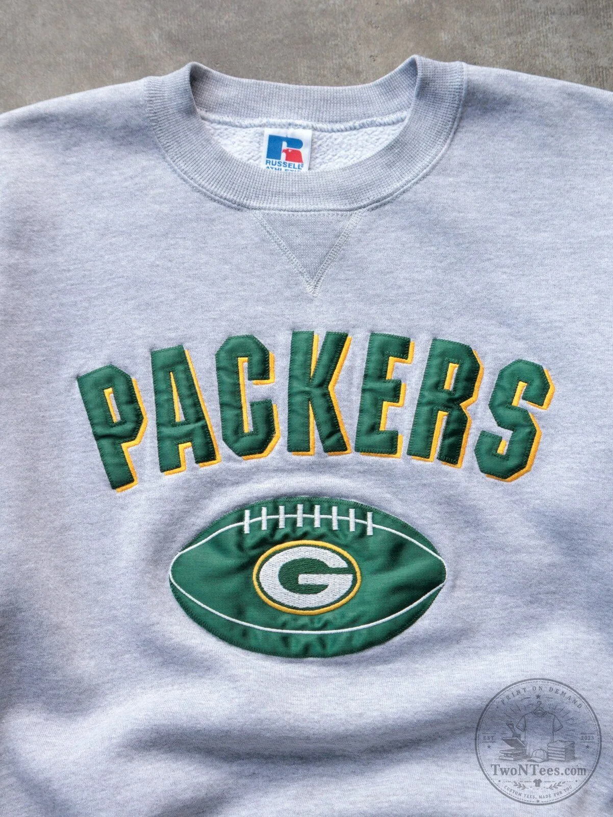 Green Bay Packers American Football Team Logo Gray Crewneck Sweatshirt 4 Green Bay Packers American Football Team Logo Gray Crewneck Sweatshirt