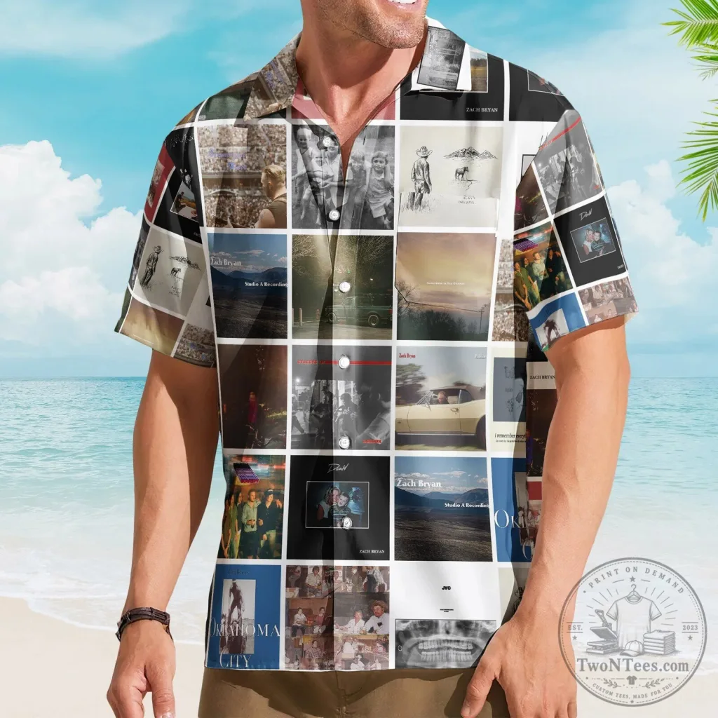 Country Music Zach Bryan Album Collage Hawaiian Shirt for Men Country Music Zach Bryan Album Collage Hawaiian Shirt for Men