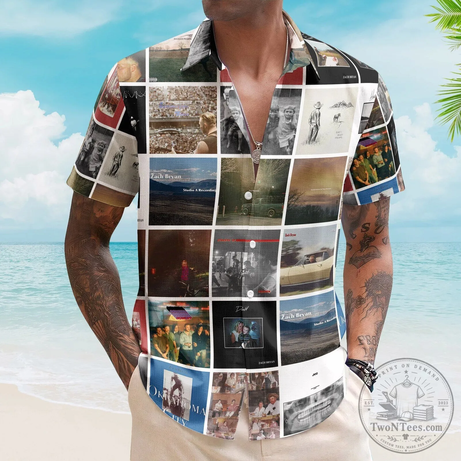 Country Music Zach Bryan Album Collage Hawaiian Shirt for Men 5 Country Music Zach Bryan Album Collage Hawaiian Shirt for Men