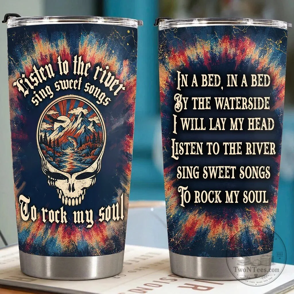 Grateful Dead Brokedown Palace Lyrics Tie-Dye Skull 20oz Tumbler