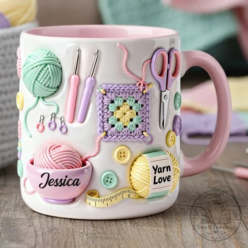 Personalized Crocheter Yarn Love Coffee Mug for Knitting and Crochet Enthusiasts