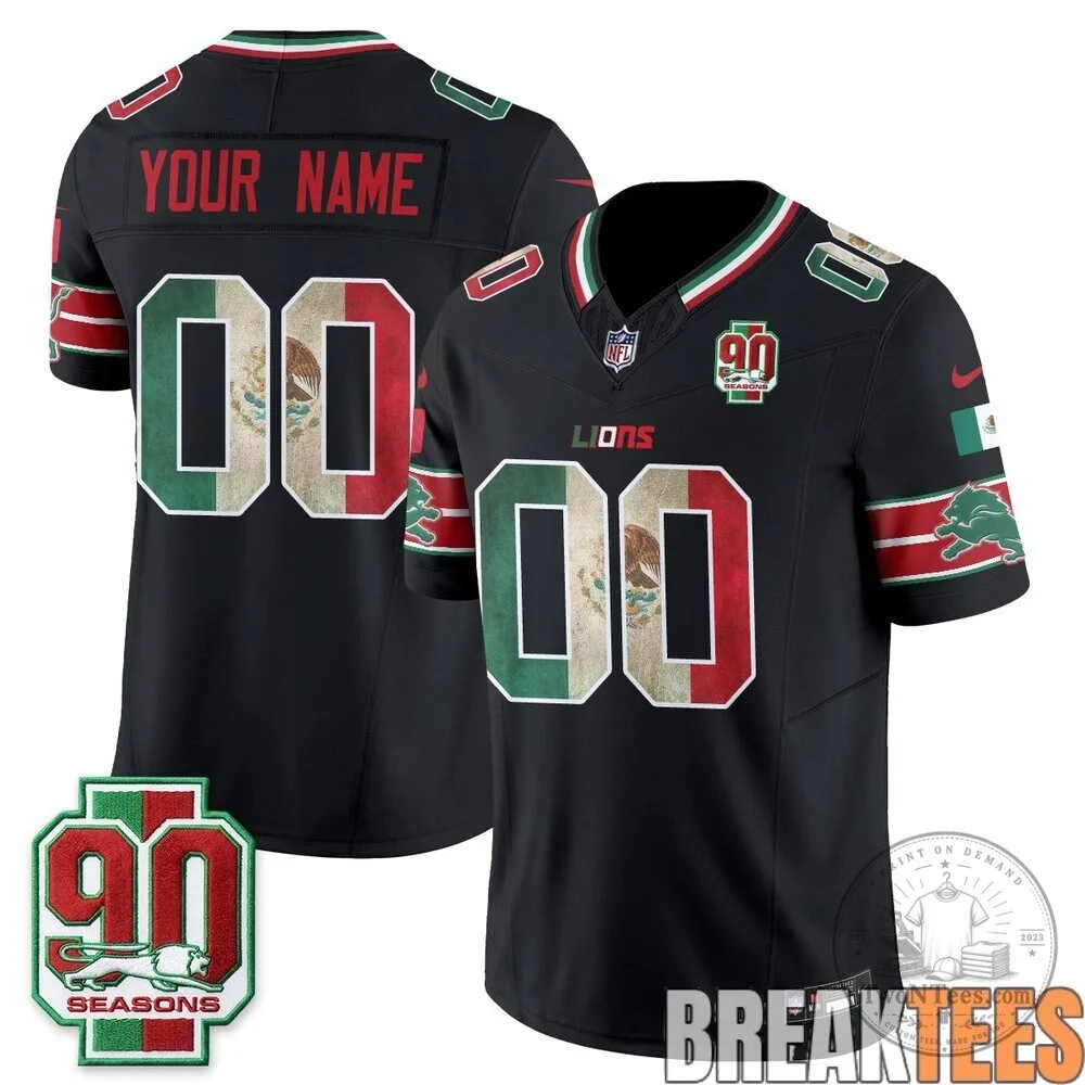 Detroit Lions Mexico Edition Black Custom Football Jersey 5 Detroit Lions Mexico Edition Black Custom Football Jersey