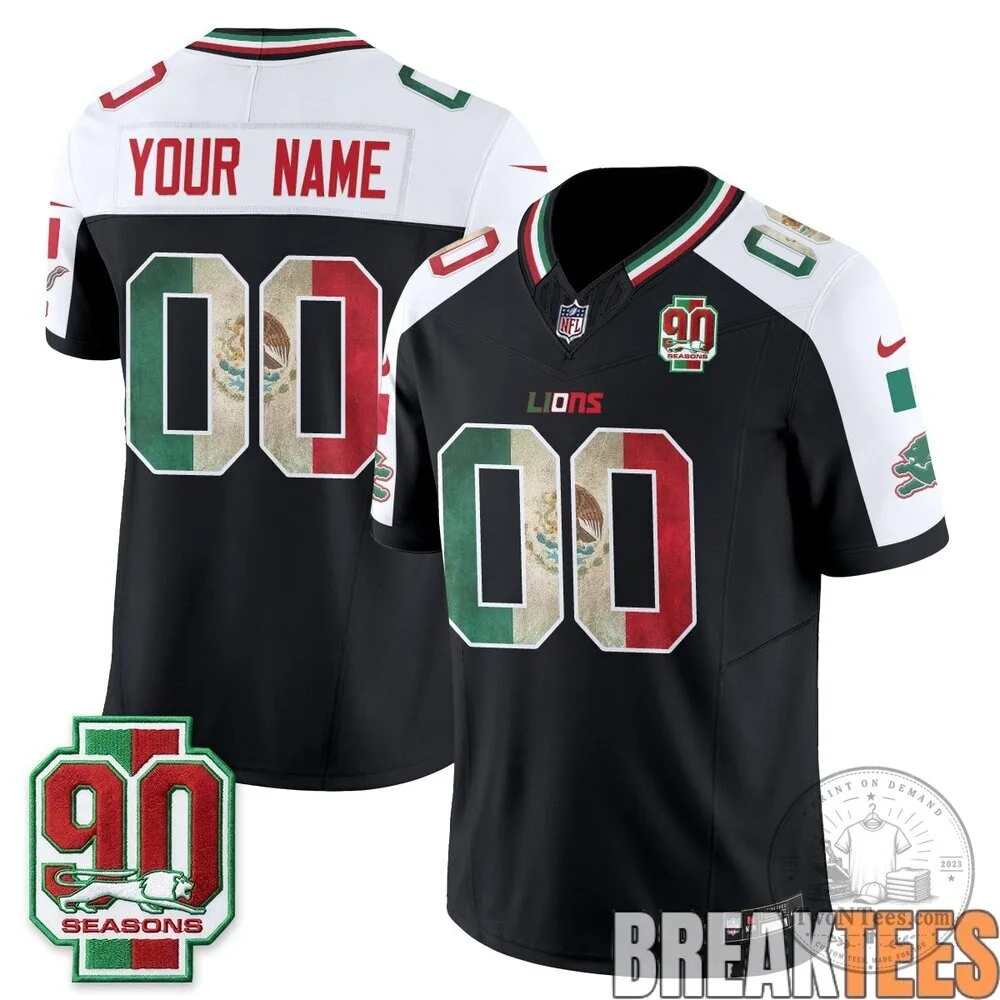 Detroit Lions Mexico Edition Black Custom Football Jersey 9 Detroit Lions Mexico Edition Black Custom Football Jersey
