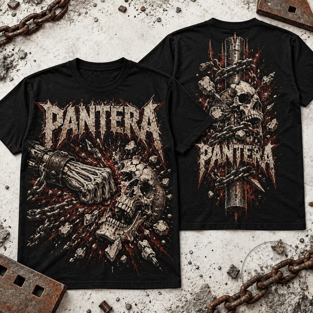 Pantera Skull Crusher Impact Heavy Metal Band Graphic T-Shirt