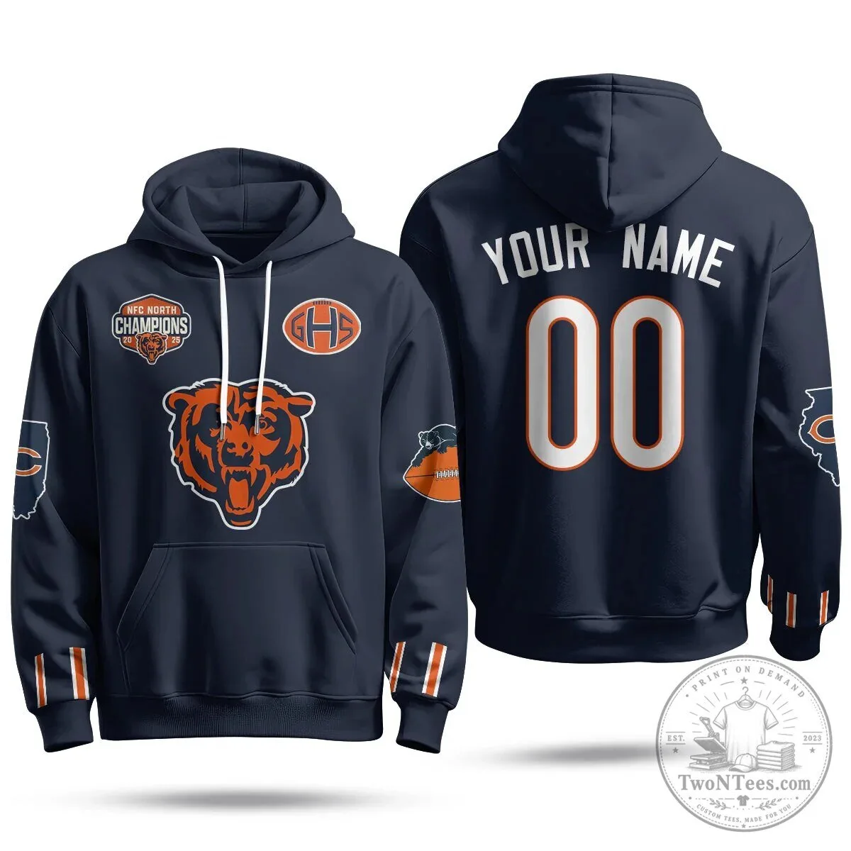 Chicago Bears National Football Conference North Champions Custom Hoodie