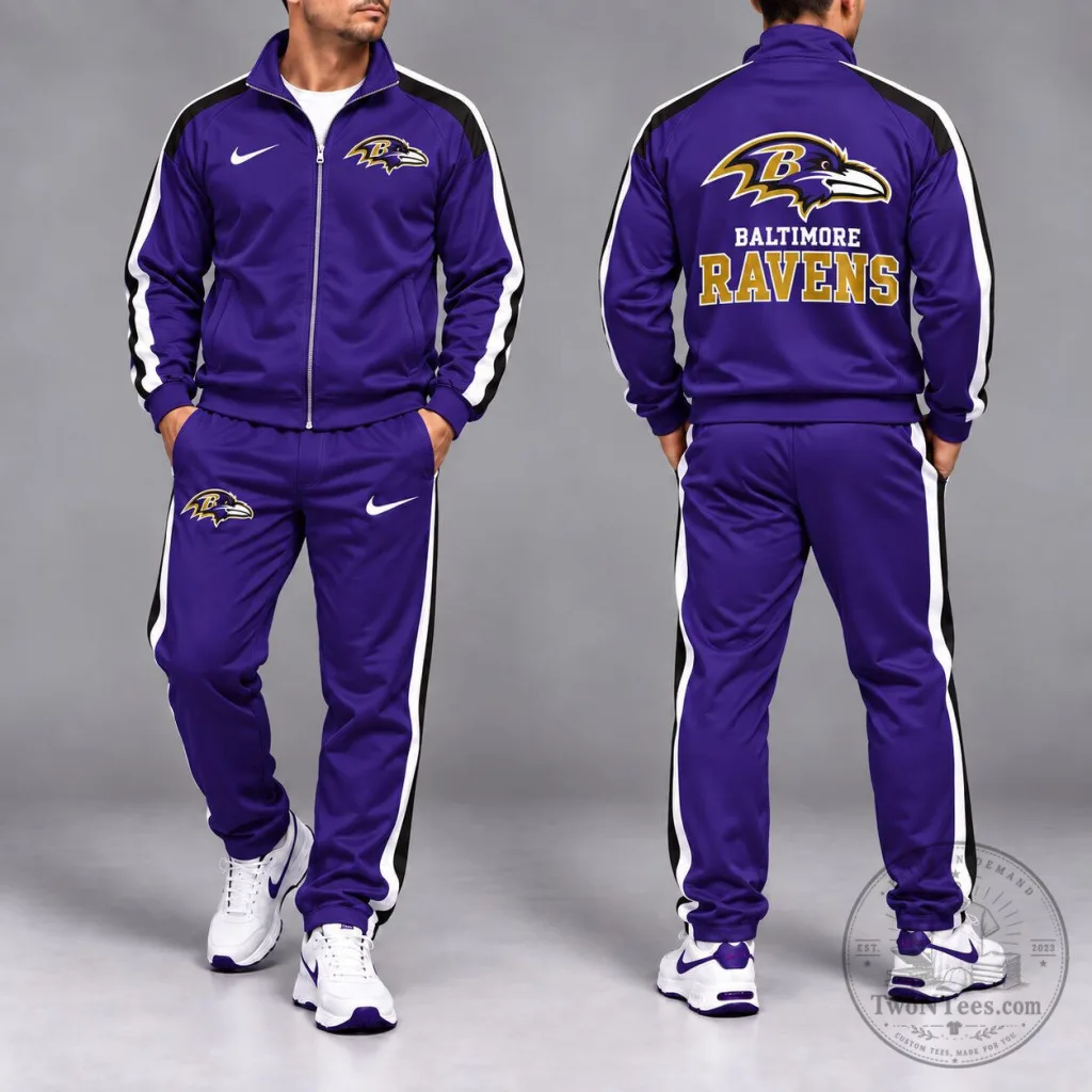 Baltimore Ravens National Football League Team Striped Full-Zip Tracksuit Baltimore Ravens National Football League Team Striped Full-Zip Tracksuit