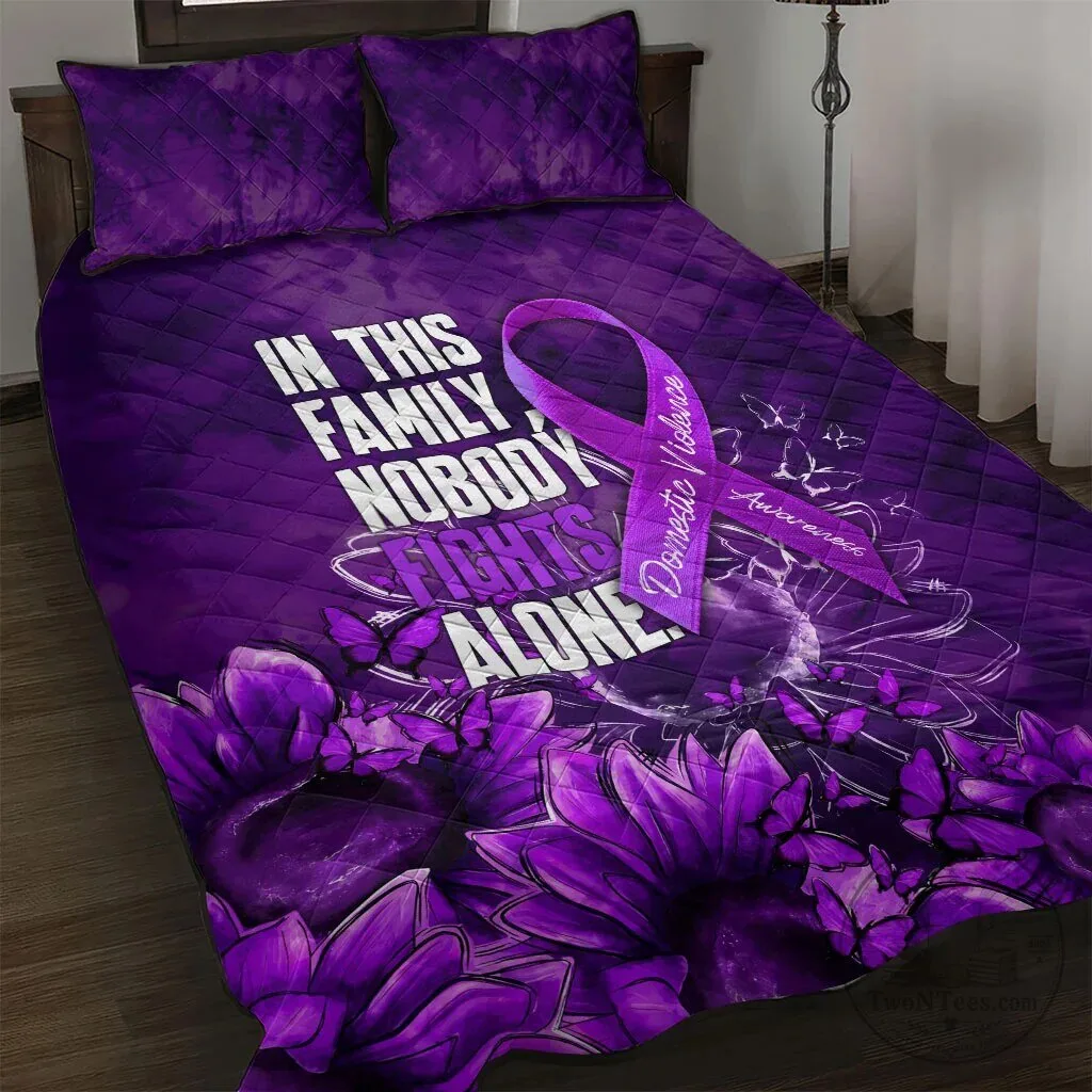 Domestic Violence Awareness Purple Ribbon Sunflower Quilt Bedding Set 5 Domestic Violence Awareness Purple Ribbon Sunflower Quilt Bedding Set