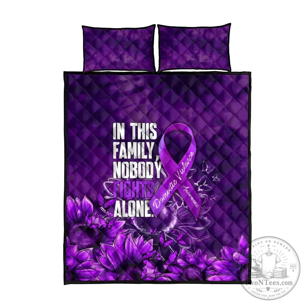 Domestic Violence Awareness Purple Ribbon Sunflower Quilt Bedding Set 6 Domestic Violence Awareness Purple Ribbon Sunflower Quilt Bedding Set