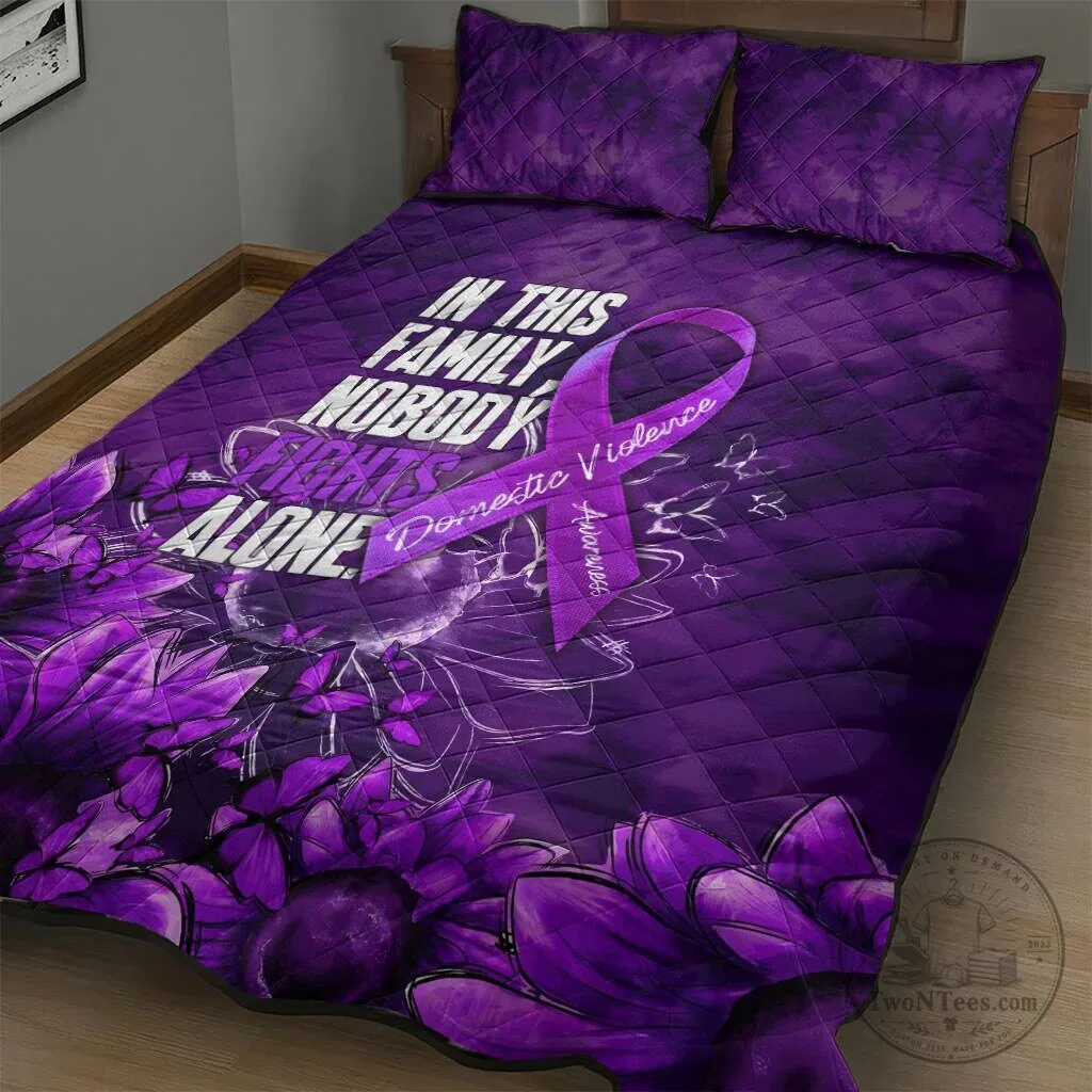 Domestic Violence Awareness Purple Ribbon Sunflower Quilt Bedding Set 7 Domestic Violence Awareness Purple Ribbon Sunflower Quilt Bedding Set