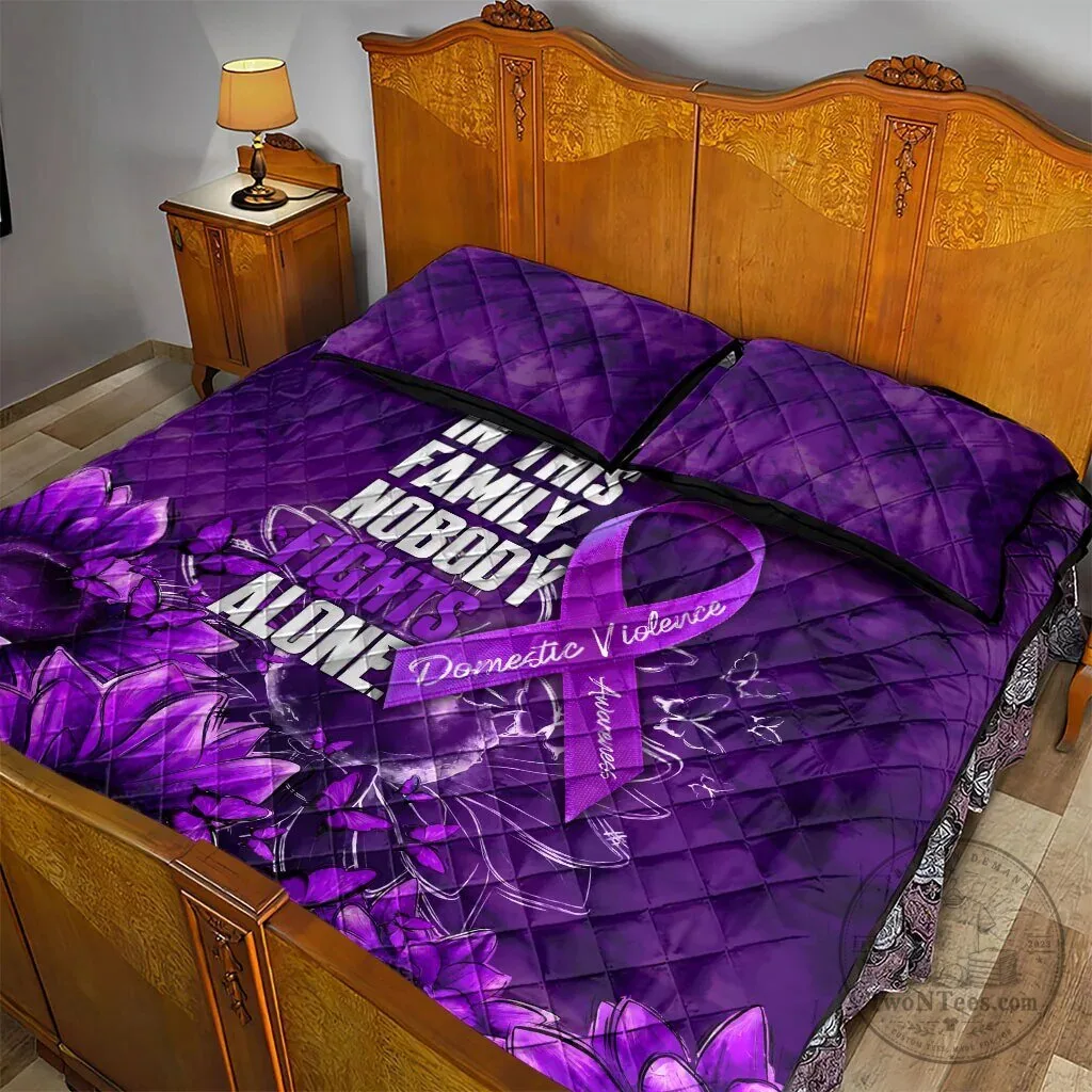 Domestic Violence Awareness Purple Ribbon Sunflower Quilt Bedding Set 8 Domestic Violence Awareness Purple Ribbon Sunflower Quilt Bedding Set