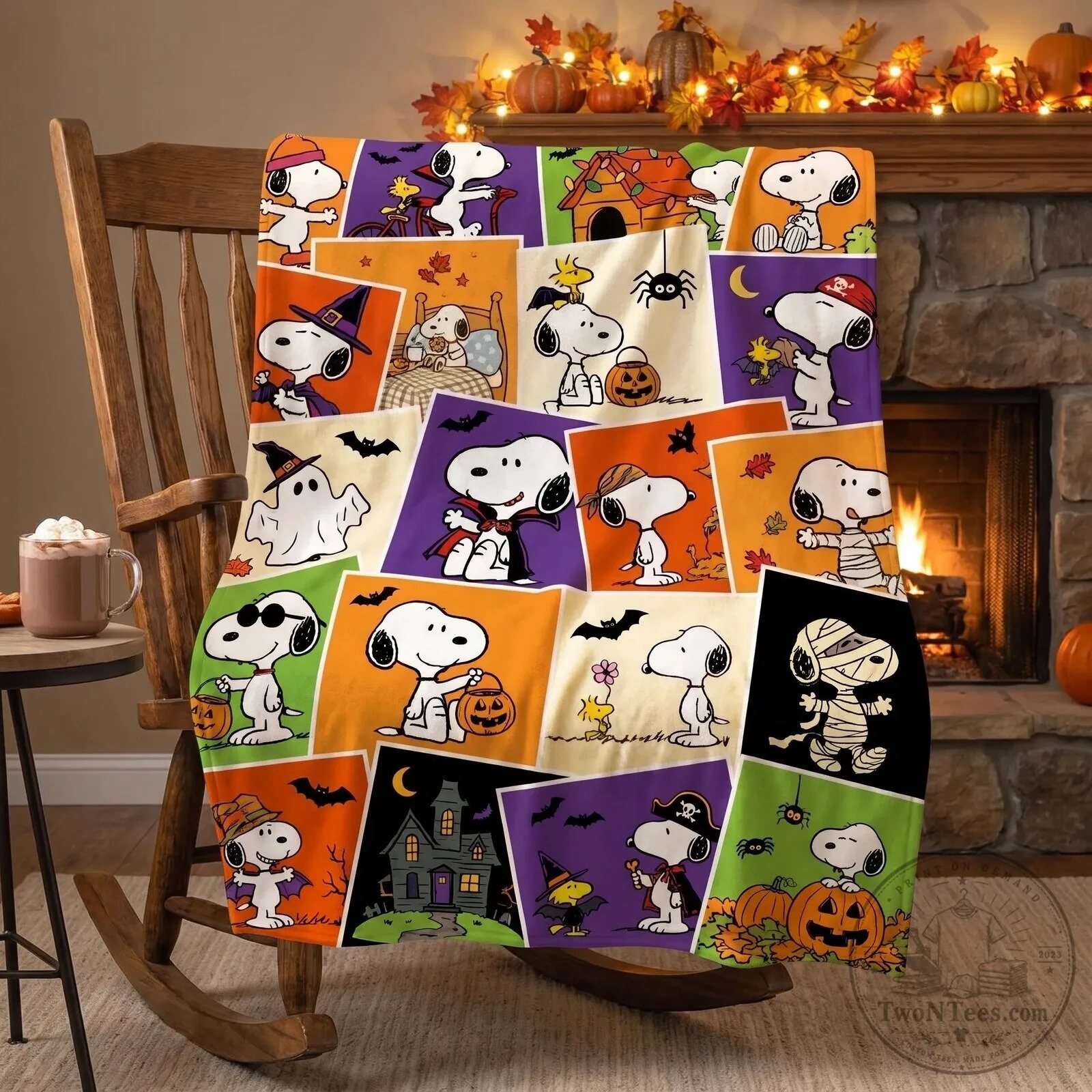 Snoopy Halloween Trick or Treat Patchwork Blanket 5 Snoopy Halloween Trick or Treat Patchwork Blanket