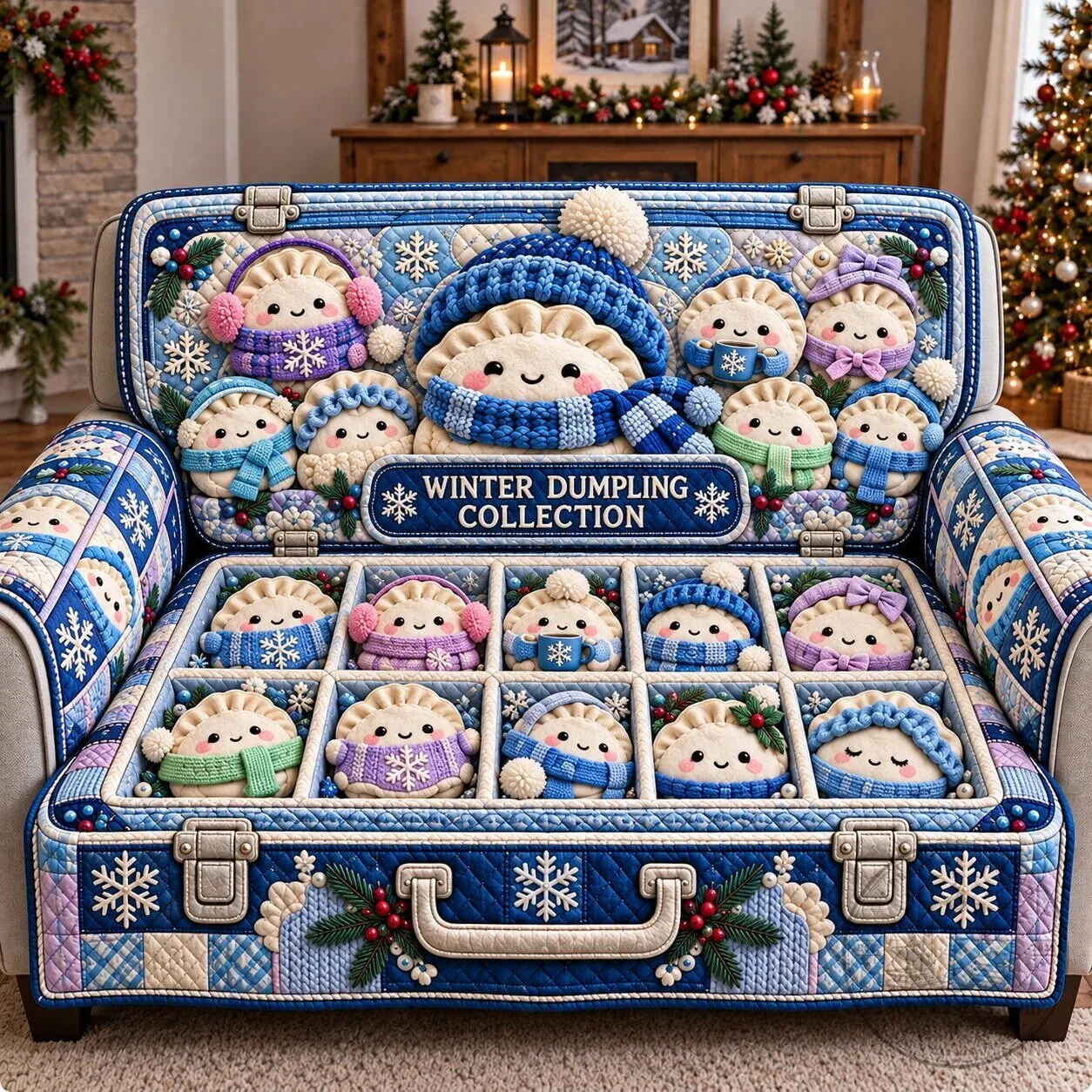 Winter Dumpling Collection Quilted Sofa Cover for Living Room Decor