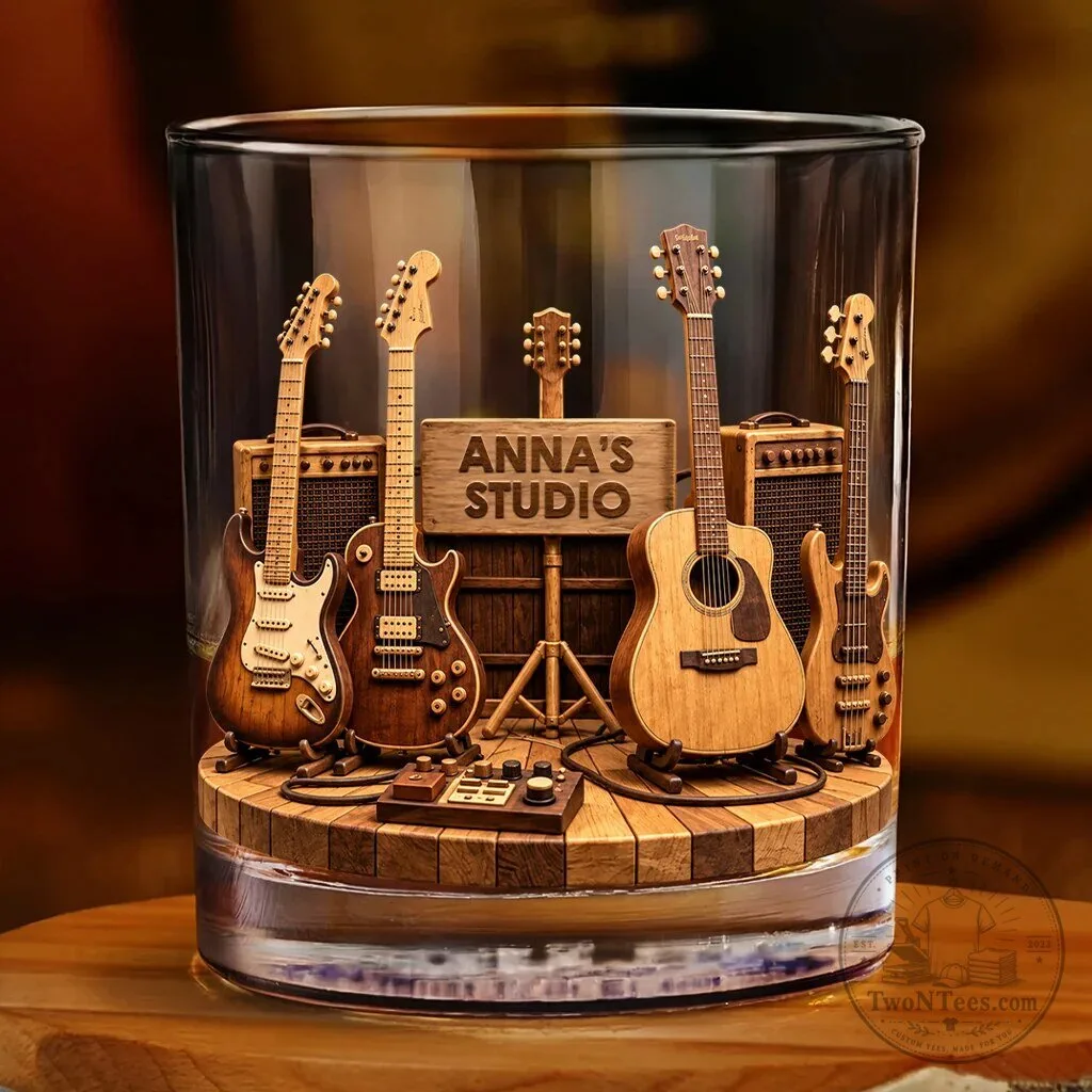 Personalized Daniel's Studio Guitar Whiskey Glass - Custom Wooden Music Gift 4 Personalized Daniel