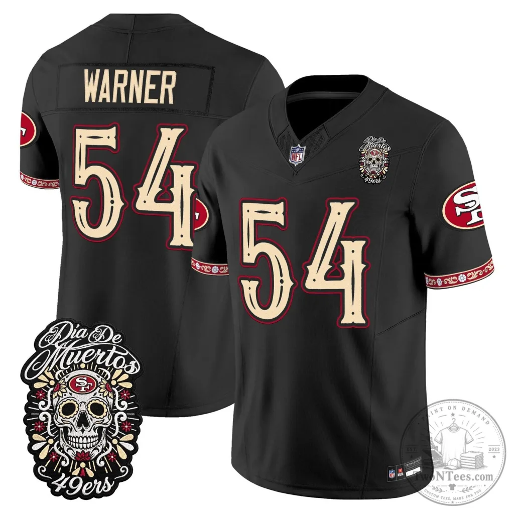 San Francisco 49ers Fred Warner Día de los Muertos Football Jersey San Francisco 49ers Fred Warner Día de los Muertos Football Jersey