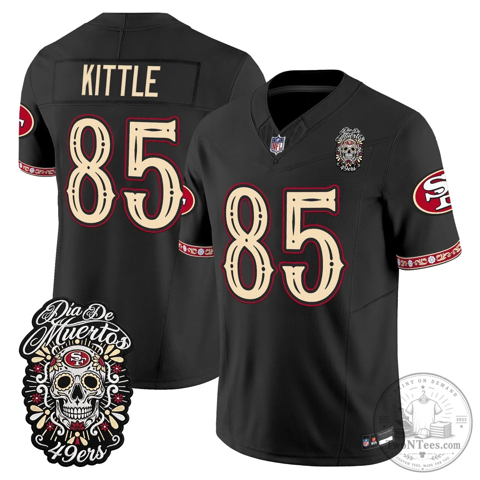 San Francisco 49ers Fred Warner Día de los Muertos Football Jersey 44 San Francisco 49ers Fred Warner Día de los Muertos Football Jersey