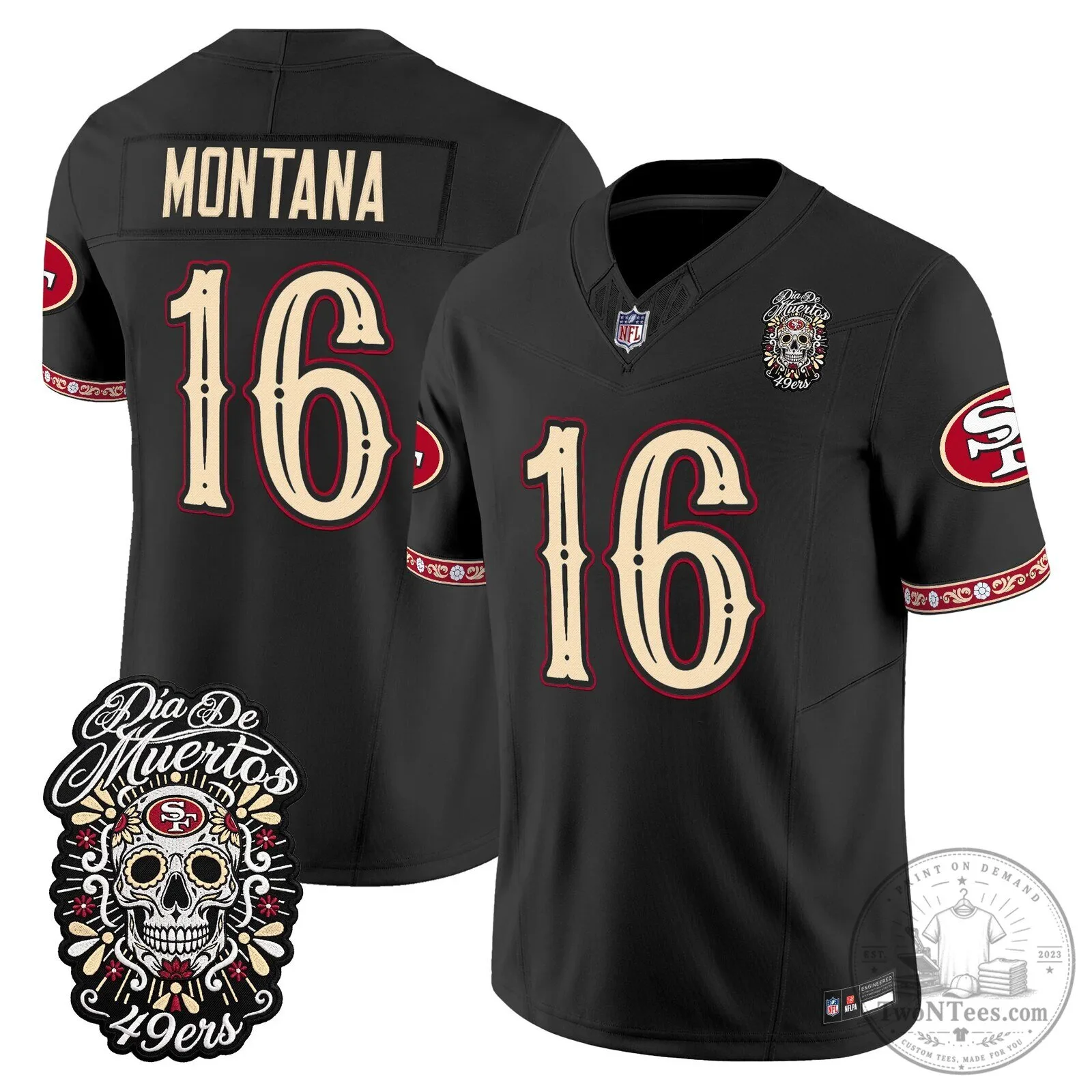 San Francisco 49ers Fred Warner Día de los Muertos Football Jersey 45 San Francisco 49ers Fred Warner Día de los Muertos Football Jersey