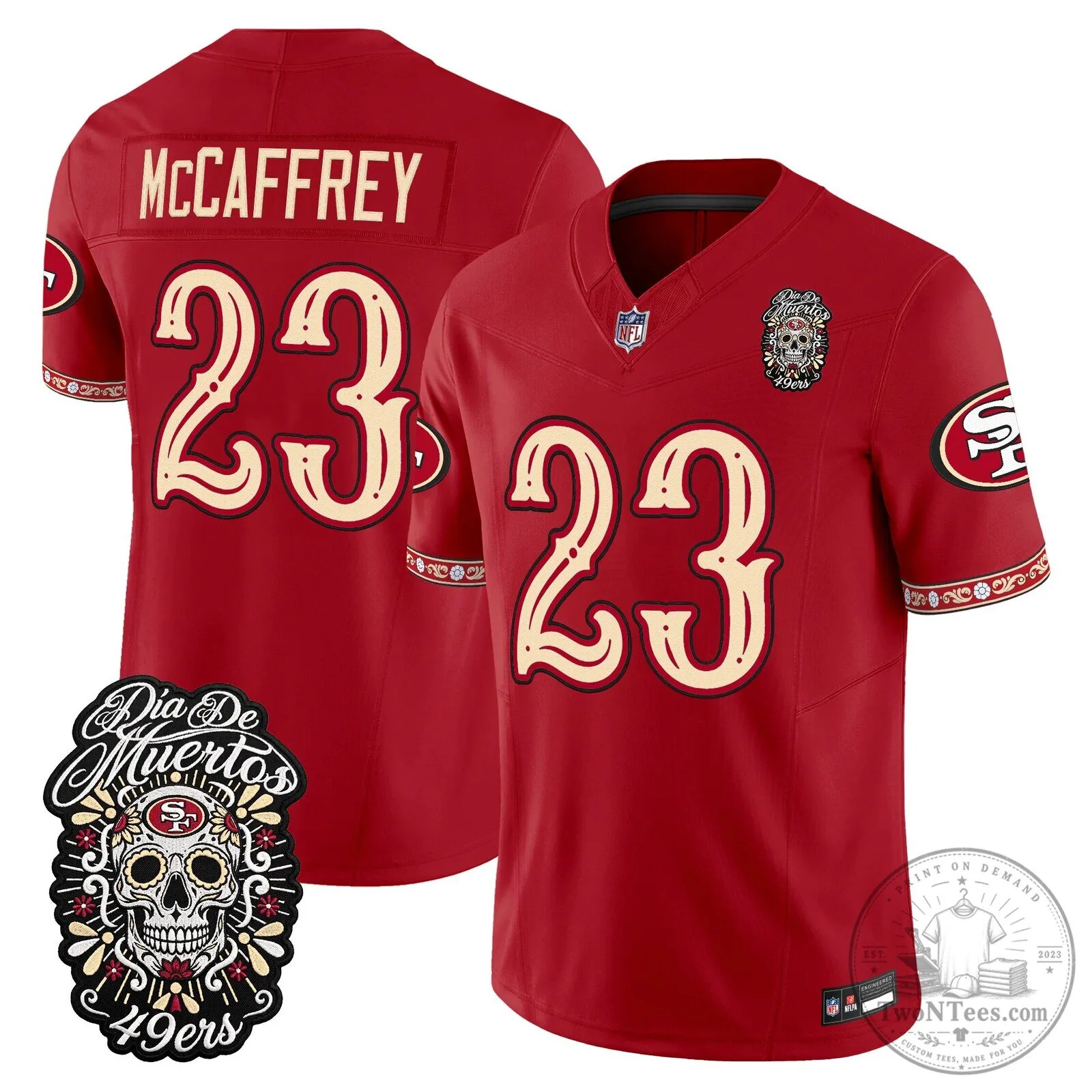 San Francisco 49ers Fred Warner Día de los Muertos Football Jersey 53 San Francisco 49ers Fred Warner Día de los Muertos Football Jersey