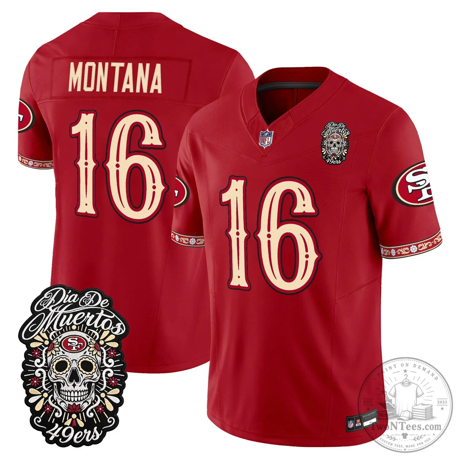 San Francisco 49ers Fred Warner Día de los Muertos Football Jersey 55 San Francisco 49ers Fred Warner Día de los Muertos Football Jersey