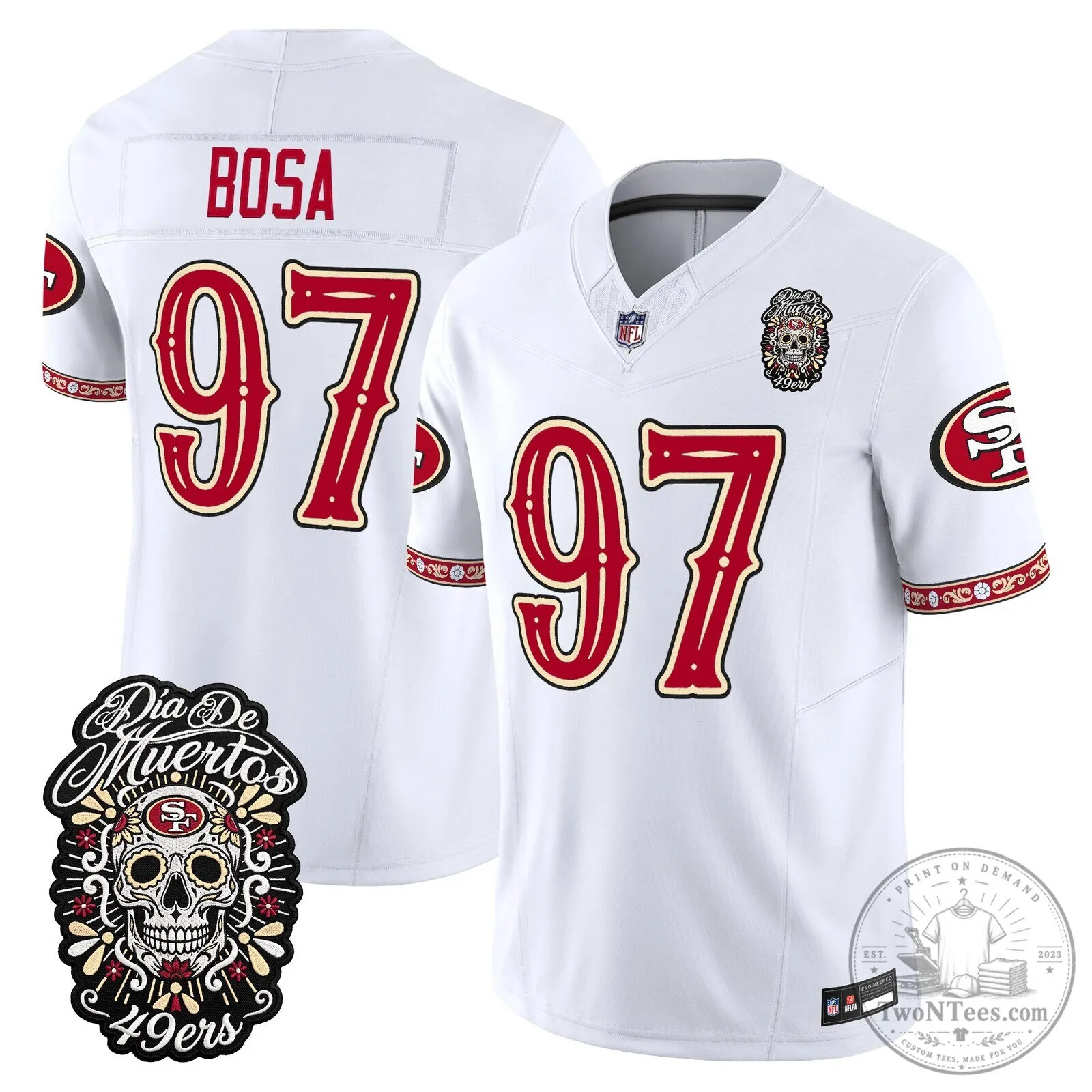 San Francisco 49ers Fred Warner Día de los Muertos Football Jersey 67 San Francisco 49ers Fred Warner Día de los Muertos Football Jersey