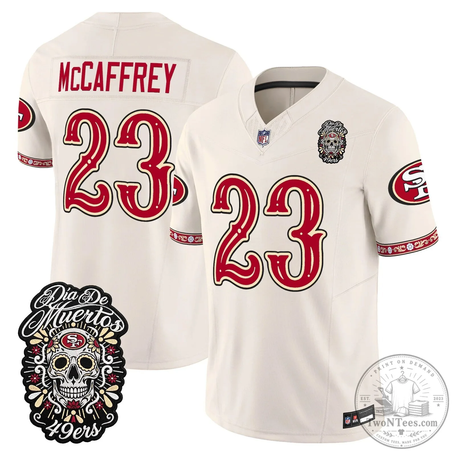 San Francisco 49ers Fred Warner Día de los Muertos Football Jersey 73 San Francisco 49ers Fred Warner Día de los Muertos Football Jersey