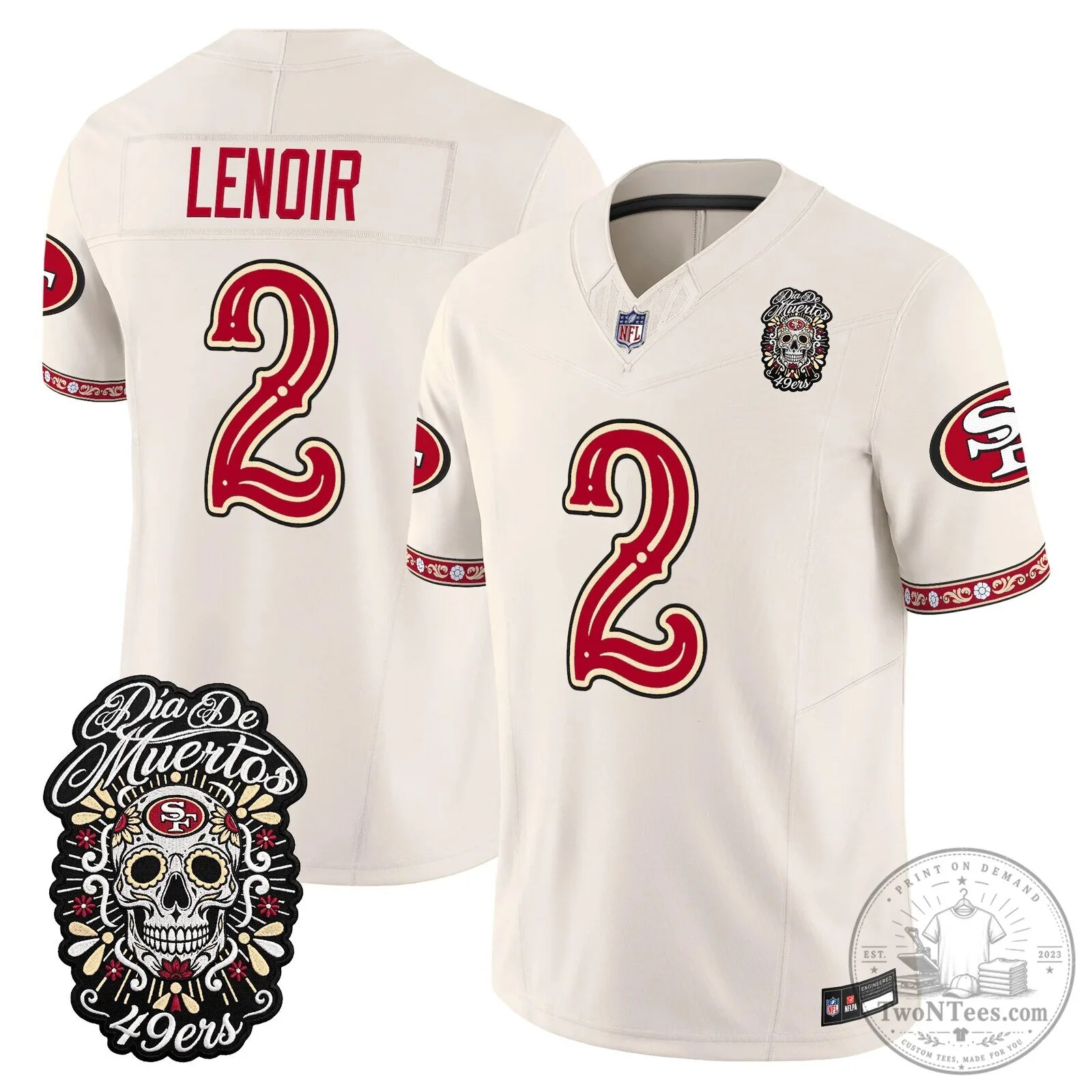 San Francisco 49ers Fred Warner Día de los Muertos Football Jersey 79 San Francisco 49ers Fred Warner Día de los Muertos Football Jersey