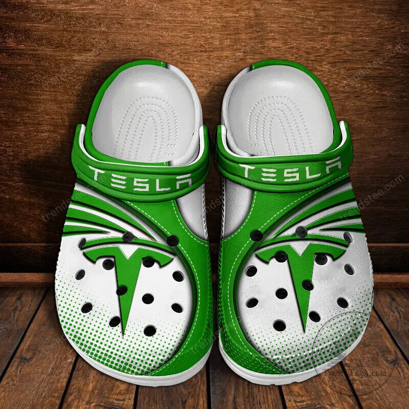 Tesla Logo Red and White Classic Casual Clog Shoes for Adults 15 Tesla Logo Red and White Classic Casual Clog Shoes for Adults