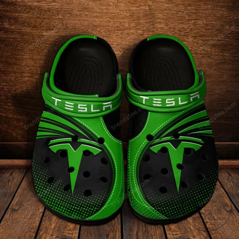 Tesla Logo Red and White Classic Casual Clog Shoes for Adults 16 Tesla Logo Red and White Classic Casual Clog Shoes for Adults