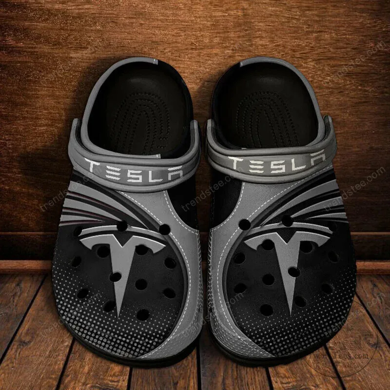Tesla Logo Red and White Classic Casual Clog Shoes for Adults 18 Tesla Logo Red and White Classic Casual Clog Shoes for Adults