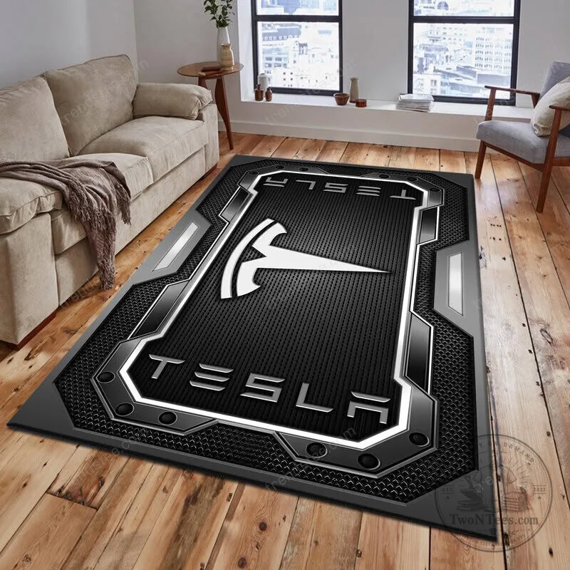 Tesla Motors Red and Black Geometric Pattern Logo Area Rug 10 Tesla Motors Red and Black Geometric Pattern Logo Area Rug