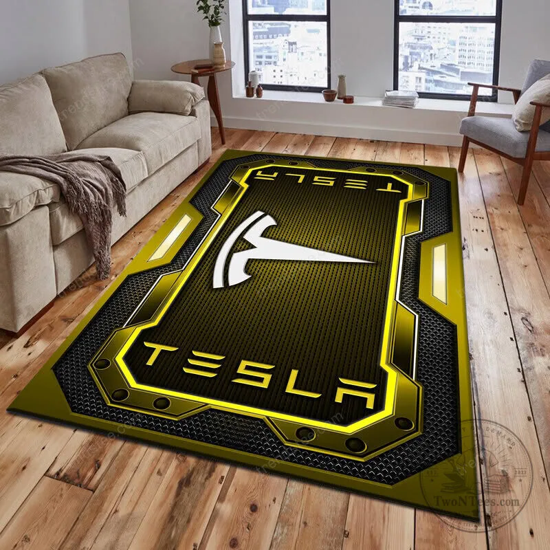Tesla Motors Red and Black Geometric Pattern Logo Area Rug 13 Tesla Motors Red and Black Geometric Pattern Logo Area Rug