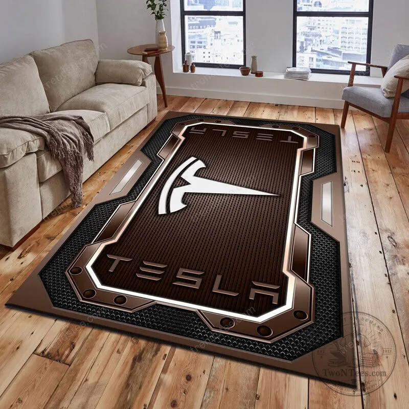 Tesla Motors Red and Black Geometric Pattern Logo Area Rug 14 Tesla Motors Red and Black Geometric Pattern Logo Area Rug