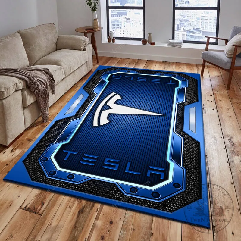 Tesla Motors Red and Black Geometric Pattern Logo Area Rug 17 Tesla Motors Red and Black Geometric Pattern Logo Area Rug