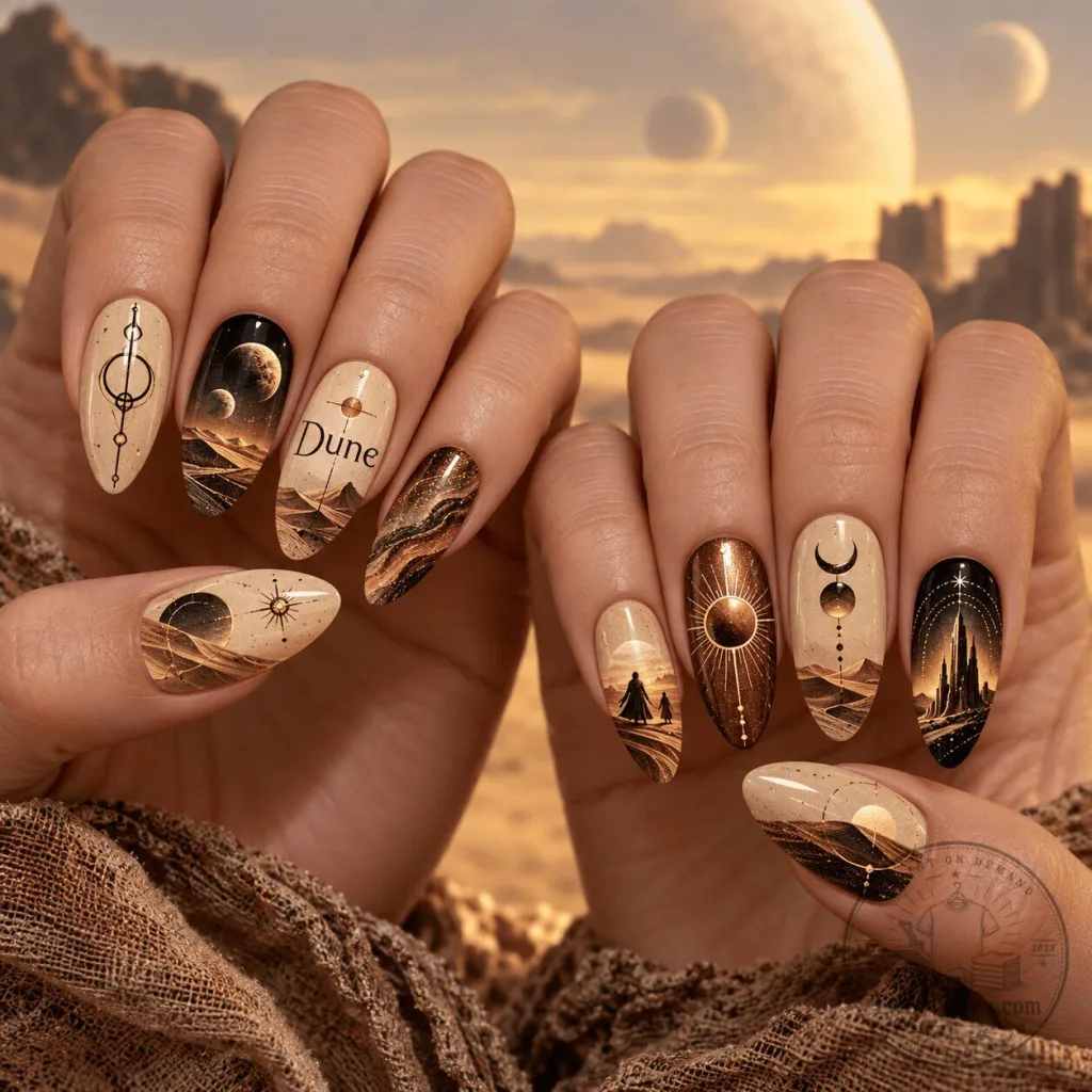 Dune Arrakis Desert Planet Sci-Fi Movie Press-On Nails Set Dune Arrakis Desert Planet Sci-Fi Movie Press-On Nails Set