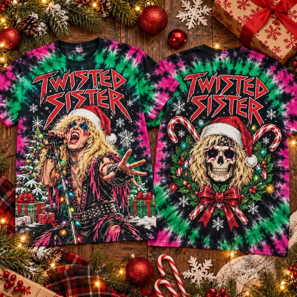 Dee Snider Tie-Dye Holiday T-Shirt featuring Twisted Sister Skull for Christmas Dee Snider Tie-Dye Holiday T-Shirt featuring Twisted Sister Skull for Christmas
