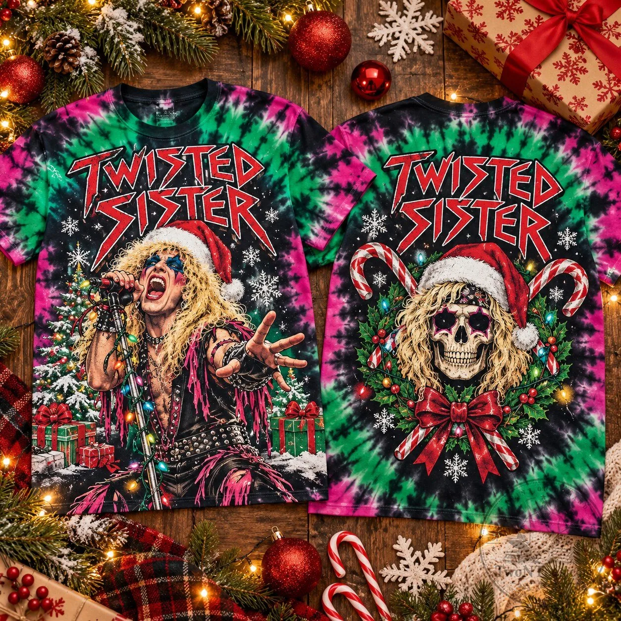Dee Snider Tie-Dye Holiday T-Shirt featuring Twisted Sister Skull for Christmas 1 Dee Snider Tie-Dye Holiday T-Shirt featuring Twisted Sister Skull for Christmas