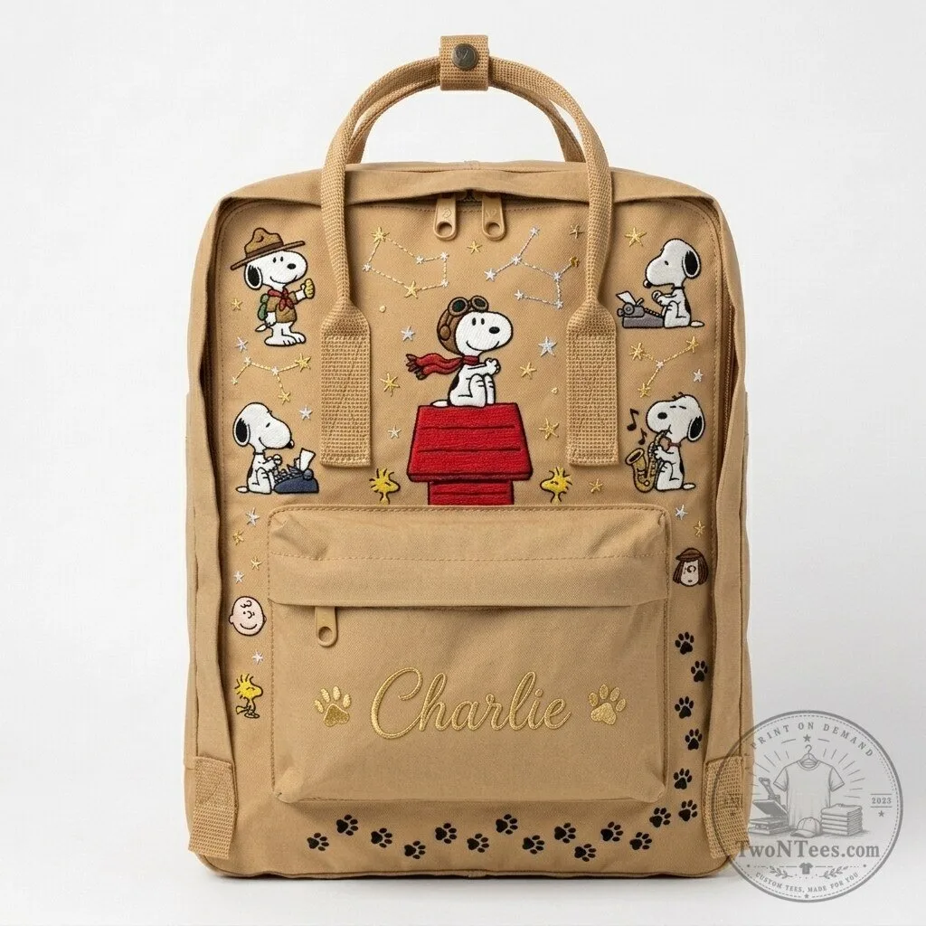 Snoopy Peanuts Characters Embroidered Lightweight School Backpack with Custom Name 8 Snoopy Peanuts Characters Embroidered Lightweight School Backpack with Custom Name