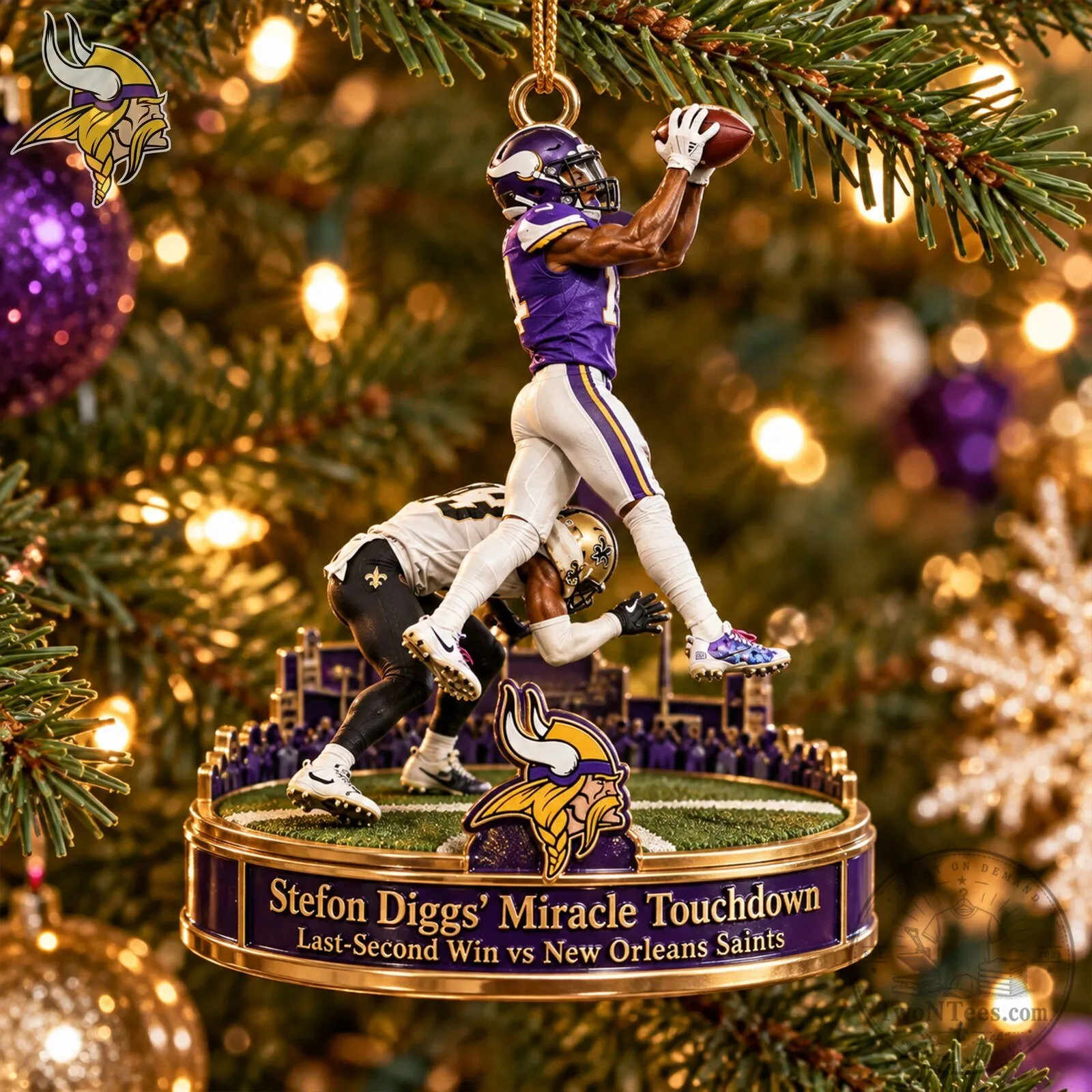Minnesota Vikings Stefon Diggs Miracle Touchdown Last Second Win Christmas Ornament