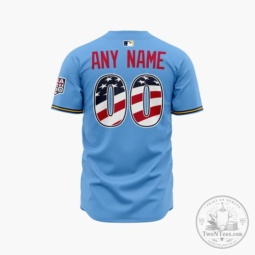 Milwaukee Brewers Personalized 2026 Stars and Stripes Fourth of July Baseball Jersey 5 Milwaukee Brewers Personalized 2026 Stars and Stripes Fourth of July Baseball Jersey