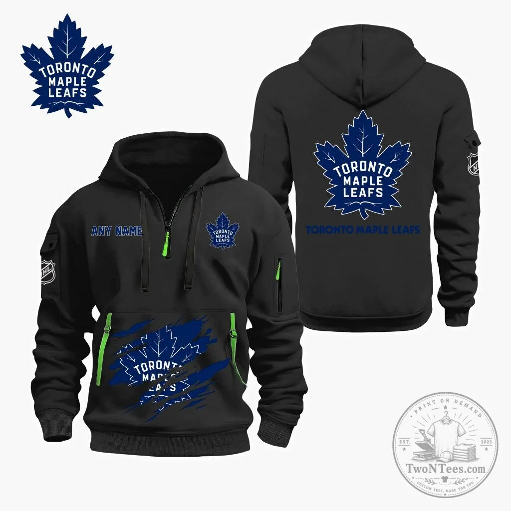 Toronto Maple Leafs Personalized Name Quarter Zip Hoodie