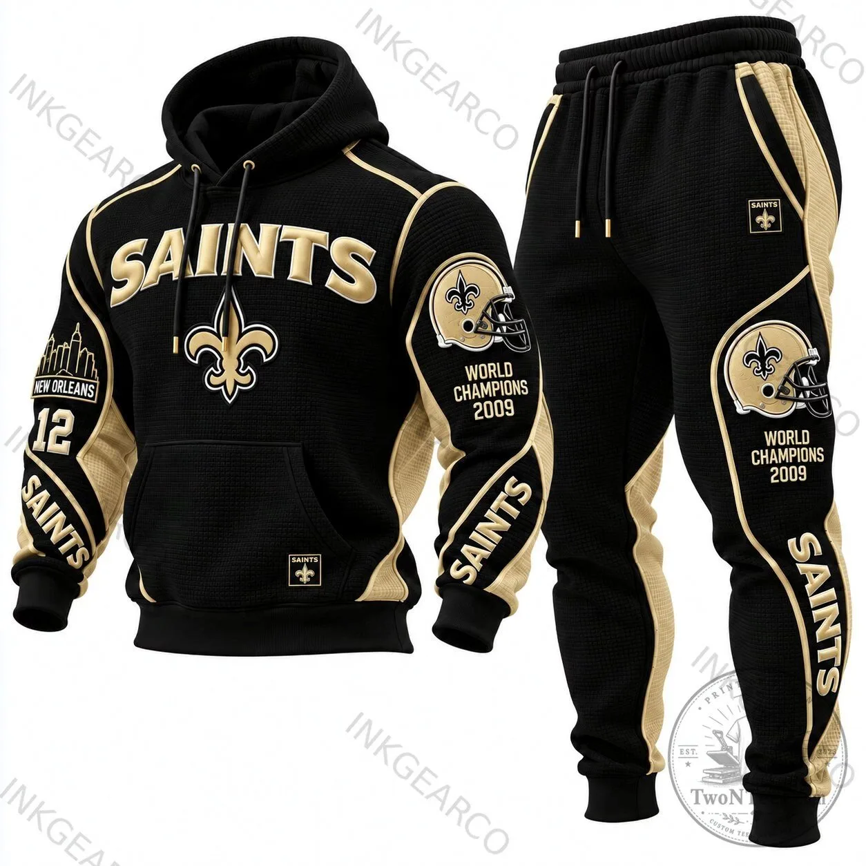 Black and Gold Hoodie for New Orleans Saints Football Team