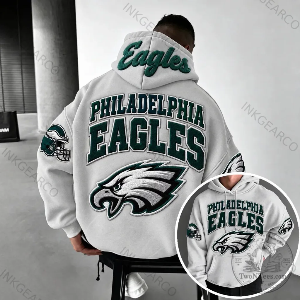 Philadelphia Eagles NFL Football Team Logo White Pullover Hoodie Philadelphia Eagles NFL Football Team Logo White Pullover Hoodie